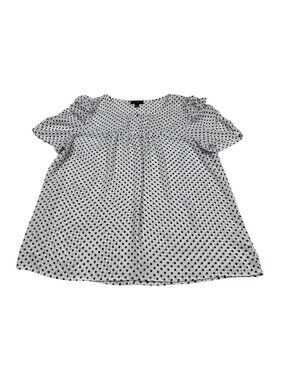 Haver London White Blouse black white Polka Dots Womens Size large (CC1055)